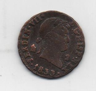 ESPAÑA FERNANDO VII DEL AÑO 1833 DE 2 MARAVEDIES